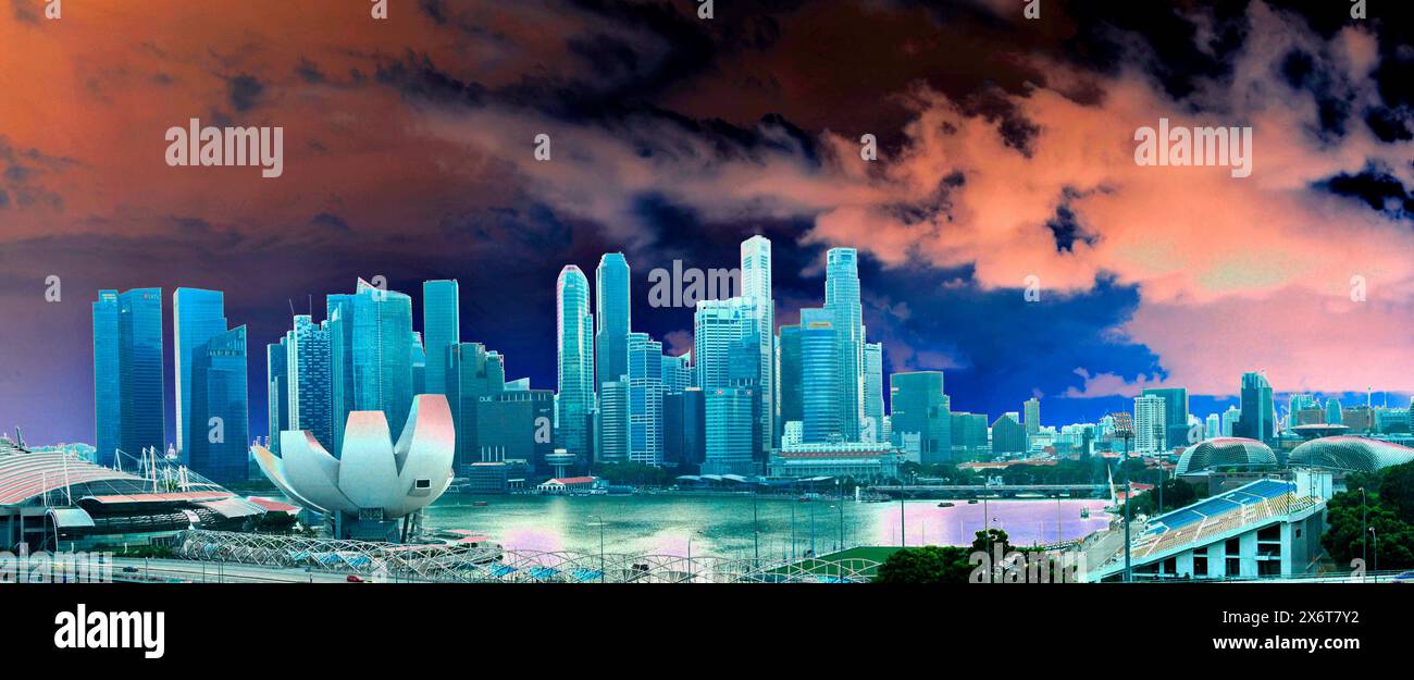 Stranger Than Fiction - vue d'un autre monde - Skyline de Singapour Banque D'Images