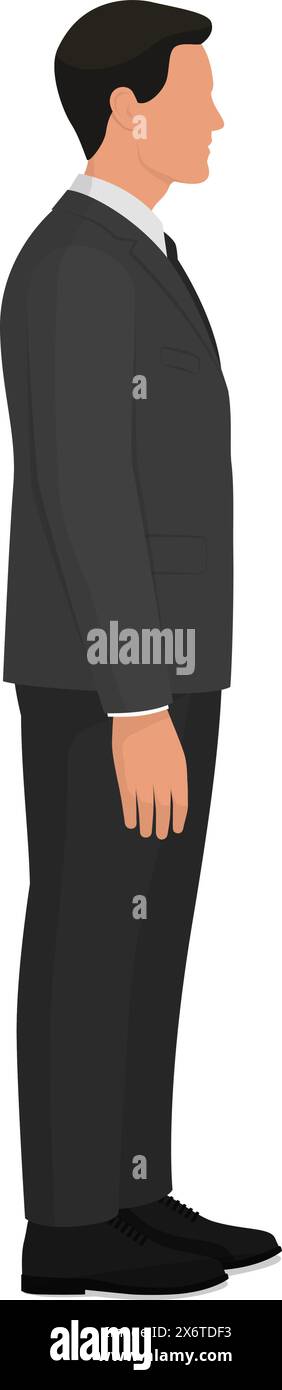 Vue de profil debout d'homme d'affaires d'entreprise, pleine longueur Illustration de Vecteur