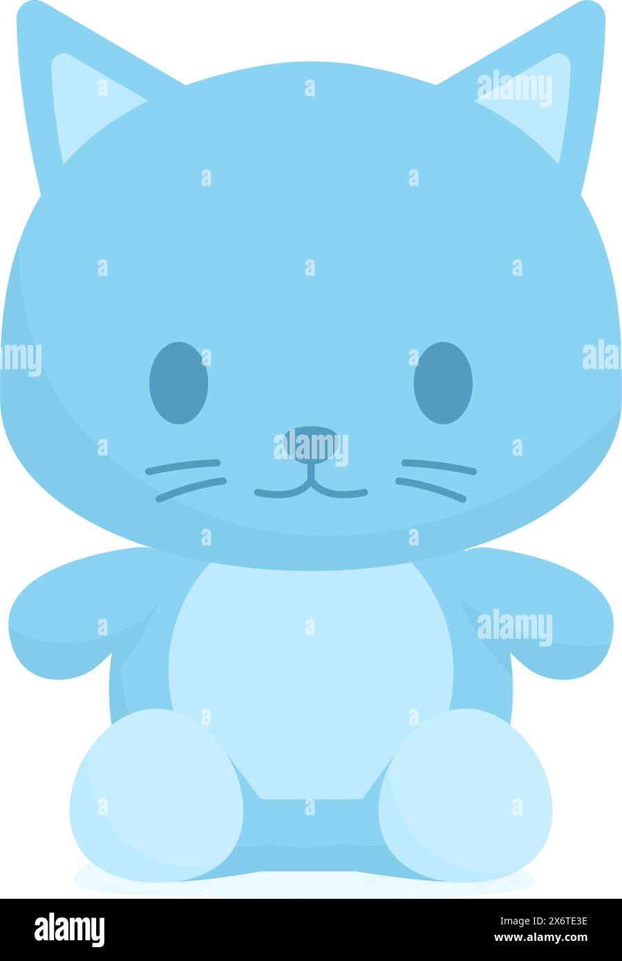 Jouet en peluche chat heureux bleu mignon, isolé Illustration de Vecteur