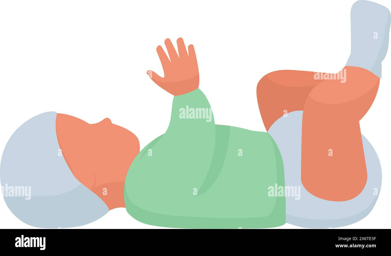 Bébé mignon allongé sur le dos, il bouge les jambes et les mains Illustration de Vecteur