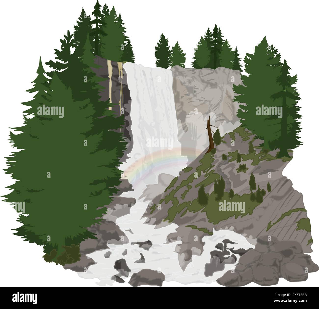 Le Parc National Yosemite Falls Vernal Illustration de Vecteur