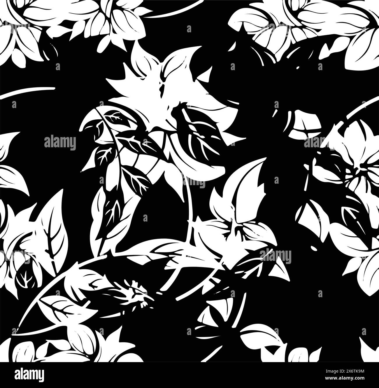 Motif floral sans couture avec de grandes fleurs et illustration vectorielle. Illustration de Vecteur