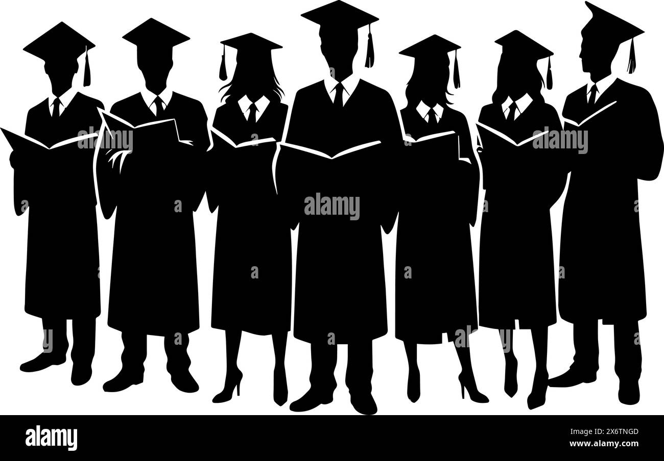 Groupe de diplômés silhouette. Illustration vectorielle Illustration de Vecteur