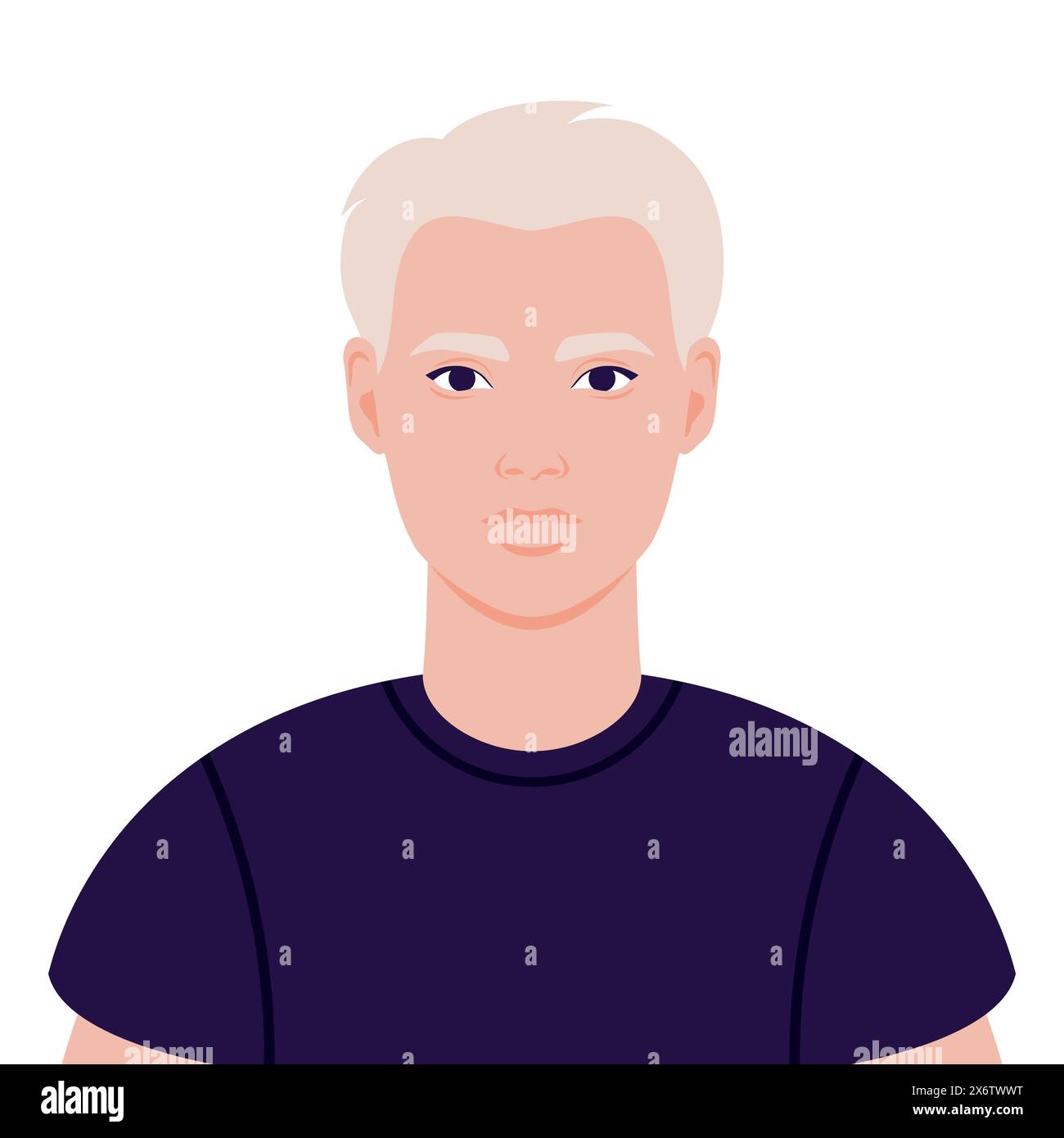 Portrait d'un beau jeune homme blond en T-shirt. Avatar pour les médias sociaux. Illustration vectorielle Illustration de Vecteur