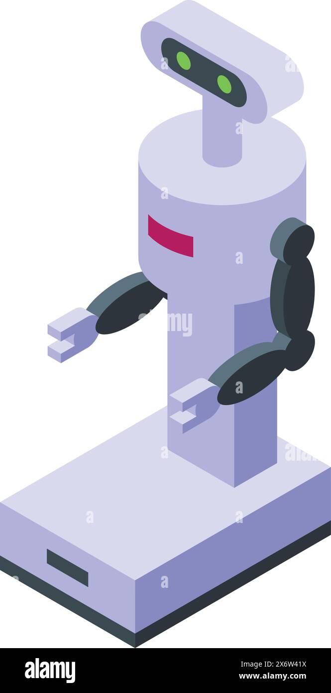 Illustration de robot isométrique futuriste avec technologie de pointe et intelligence artificielle dans un design 3D moderne Illustration de Vecteur