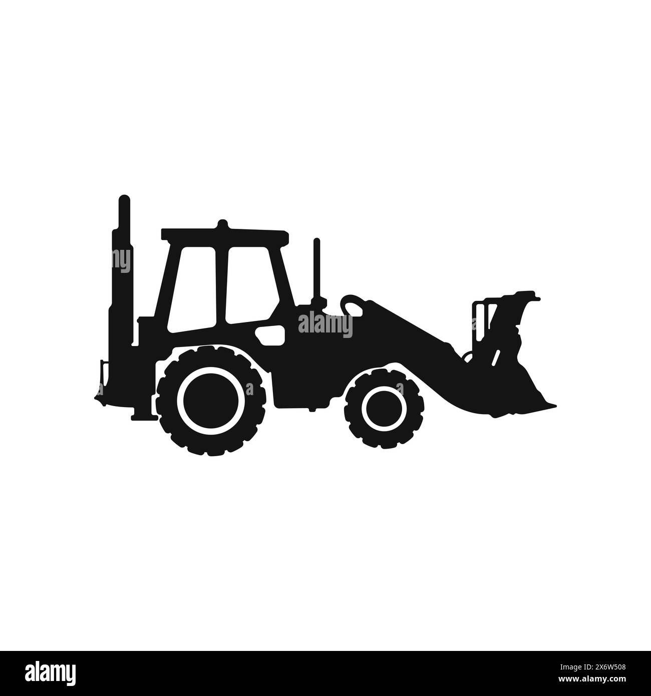 Logo du vecteur de construction et de machines agricoles. Vecteur d'équipement spécial. Icône bulldozer simple noire sur fond blanc. Illustration vectorielle Illustration de Vecteur