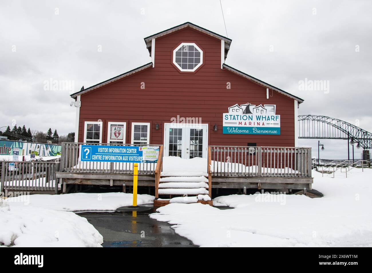 Bâtiment Station Wharf Marina à Miramichi, Nouveau-Brunswick, Canada Banque D'Images