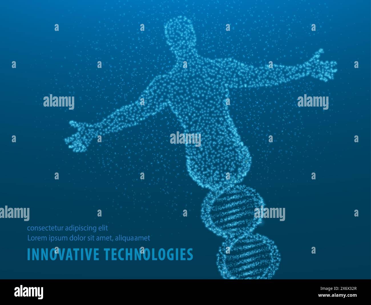ADN humain. Technologie médicale, évolution génique, santé cellulaire, système nerveux Illustration de Vecteur