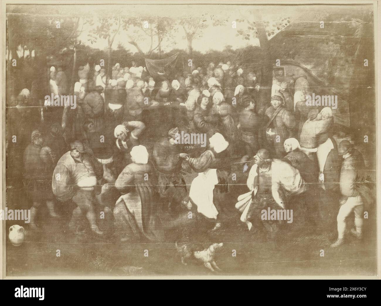 Peinture mariage paysan de Pieter Brueghel II, Pieter Brueghel le jeune dit 'The Helsche' (titre sur l'objet), photographie, anonyme, éditeur : Johan Marinus Schalekamp, (mentionné sur l'objet), pays-Bas, 1891 - 1892, papier, impression albumen, hauteur, 211 mm × largeur, 282 mm, hauteur, 238 mm × largeur, 299 mm Banque D'Images