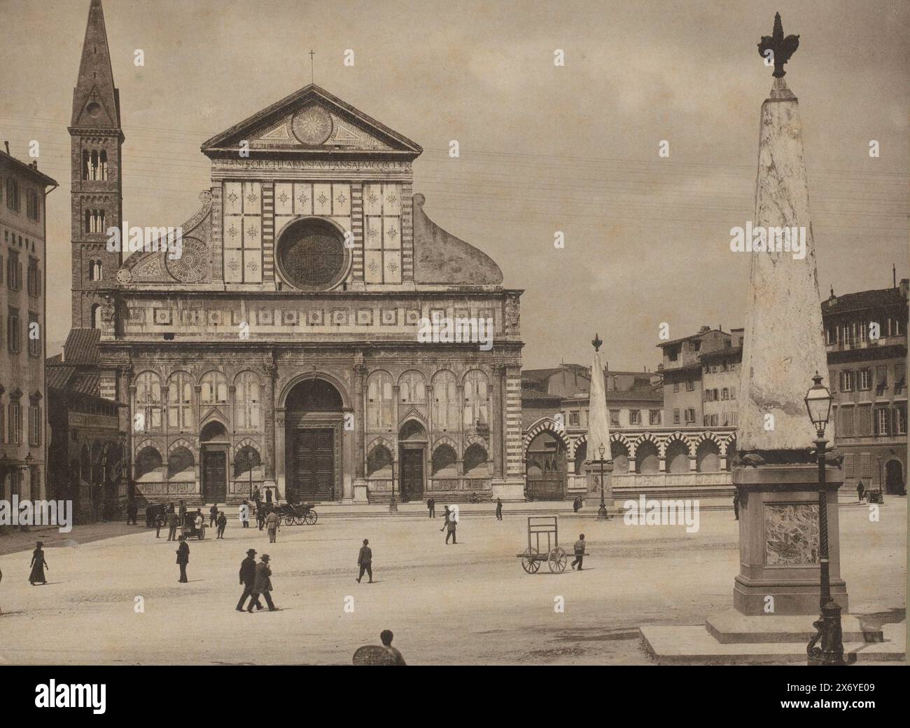 Vue de la Santa Maria Novella à Florence, Italie, empreinte photomécanique, anonyme, anonyme, après sculpture par : Bartolomeo Ammannati, Florence, 1870 - 1920, carton, collotype, hauteur, 227 mm × largeur, 303 mm Banque D'Images