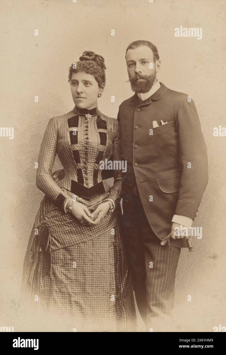 Portrait d'un homme et d'une femme inconnus, photographie de cabinet, Fritz Luckhardt, (mentionné sur l'objet), Vienne, 1865 - 1894, carton, impression albumine, hauteur, 143 mm × largeur, 100 mm Banque D'Images