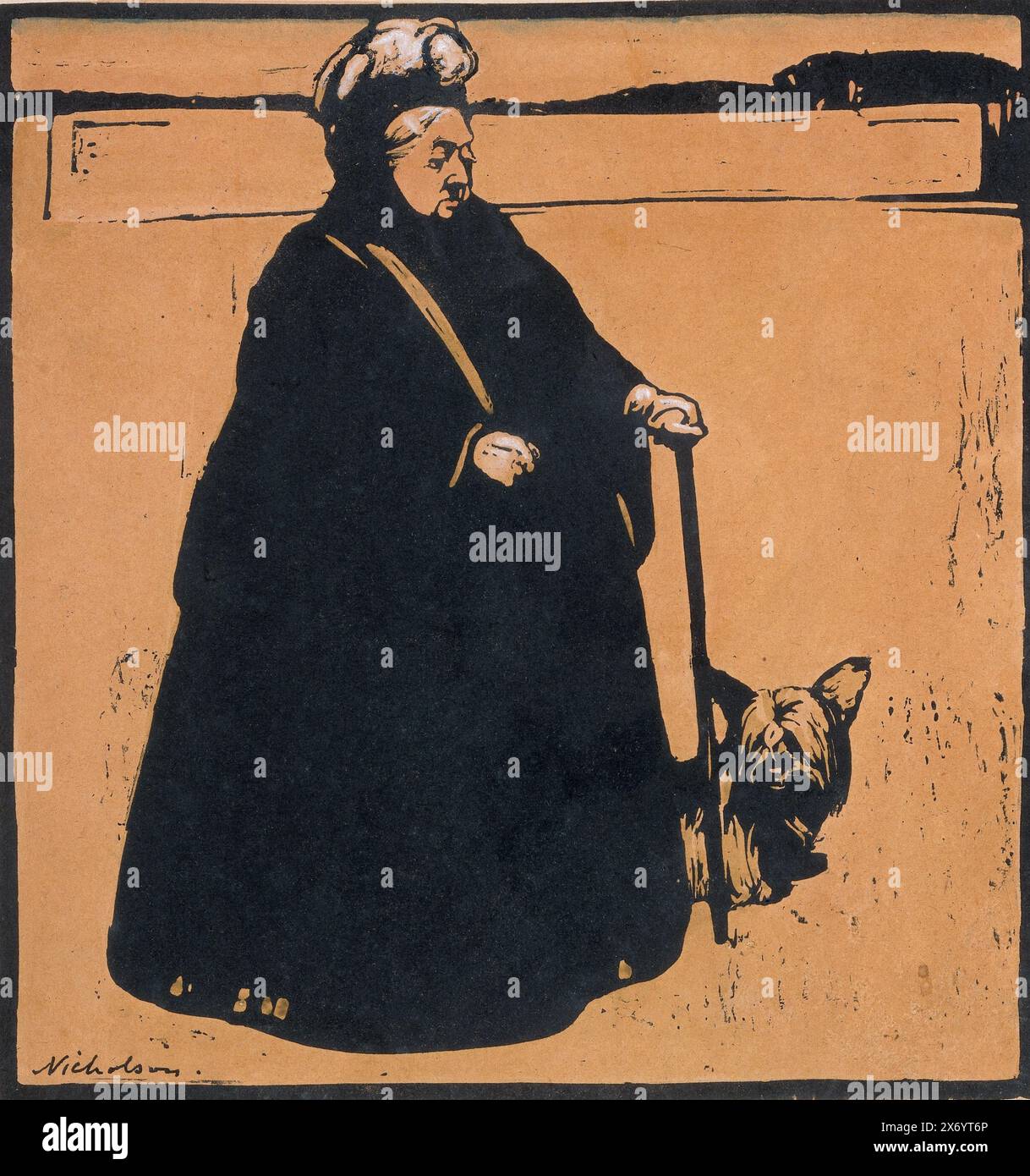 Portrait de la reine Victoria avec chien, reine Victoria, estampe, imprimeur : William Nicholson, (mentionné sur l'objet), 1897 - 1899, papier, hauteur, 379 mm × largeur, 325 mm Banque D'Images