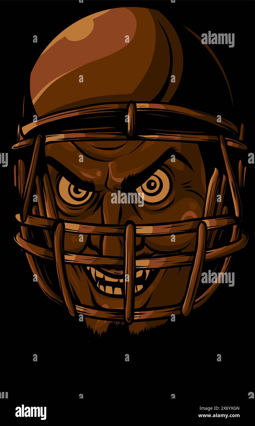 Vecteur diable ou satan mascotte sportive de football américain sur fond noir Illustration de Vecteur