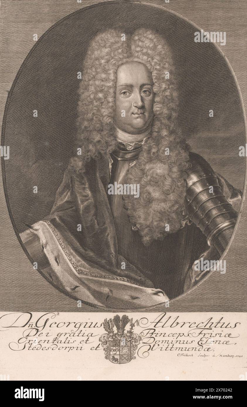 Portrait de Georg Albrecht de Frise orientale, estampe, imprimeur : Christian Fritzsch, (mentionné sur l'objet), Hambourg, 1720, papier, gravure, hauteur, 284 mm × largeur, 200 mm Banque D'Images