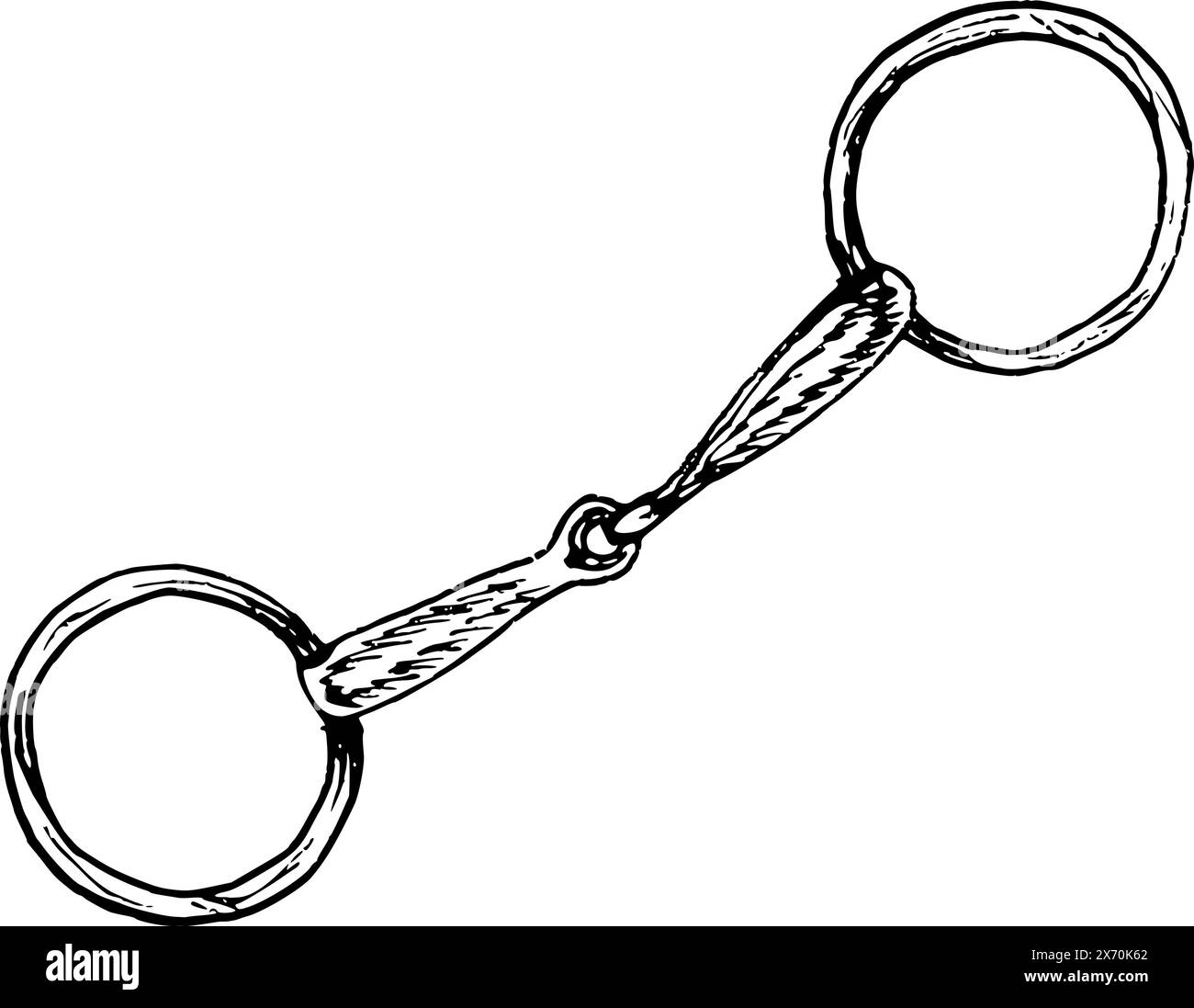 illustration vectorielle graphique de snaffle ou de bit. EQUIPEMENT pour l'équitation. Isolé. Pour cartes, impressions, décor Illustration de Vecteur