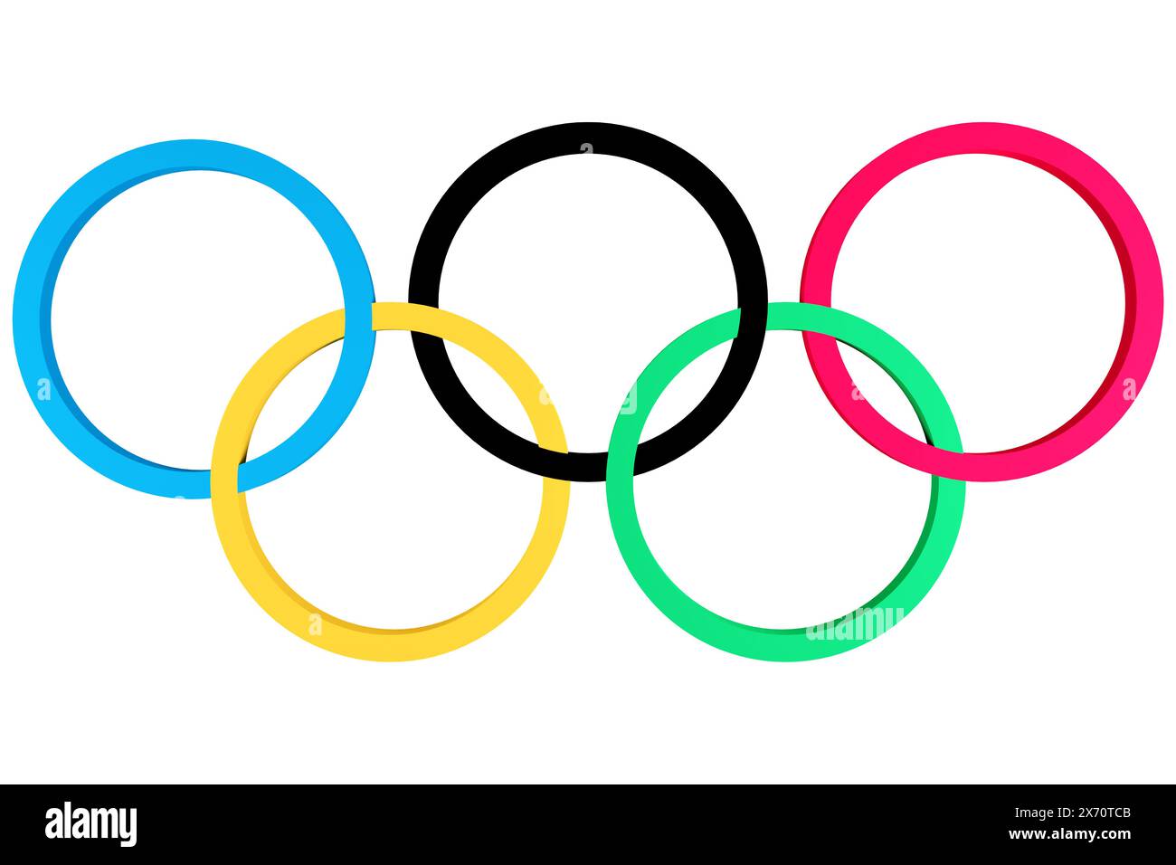 Drapeau olympique avec le symbole officiel des Jeux Olympiques. 5 cercles, 5 continents. Banque D'Images
