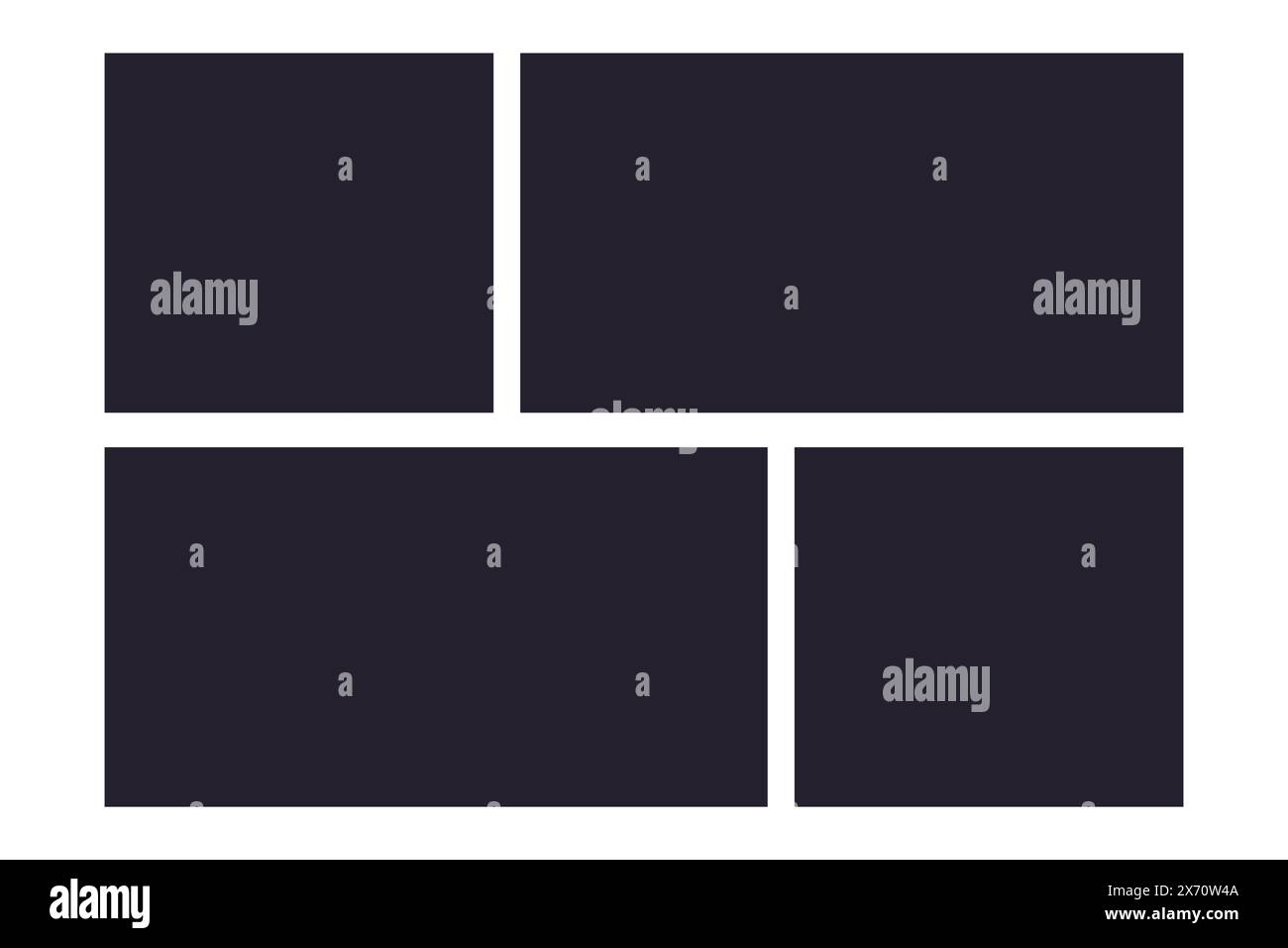 Modèle de cadres de collage de grille photo, mise en page de moodboad, bordure de mosaïque, ensemble de scrapbook isolé sur fond. Maquette d'affichage de présentation. Illustration vectorielle Illustration de Vecteur