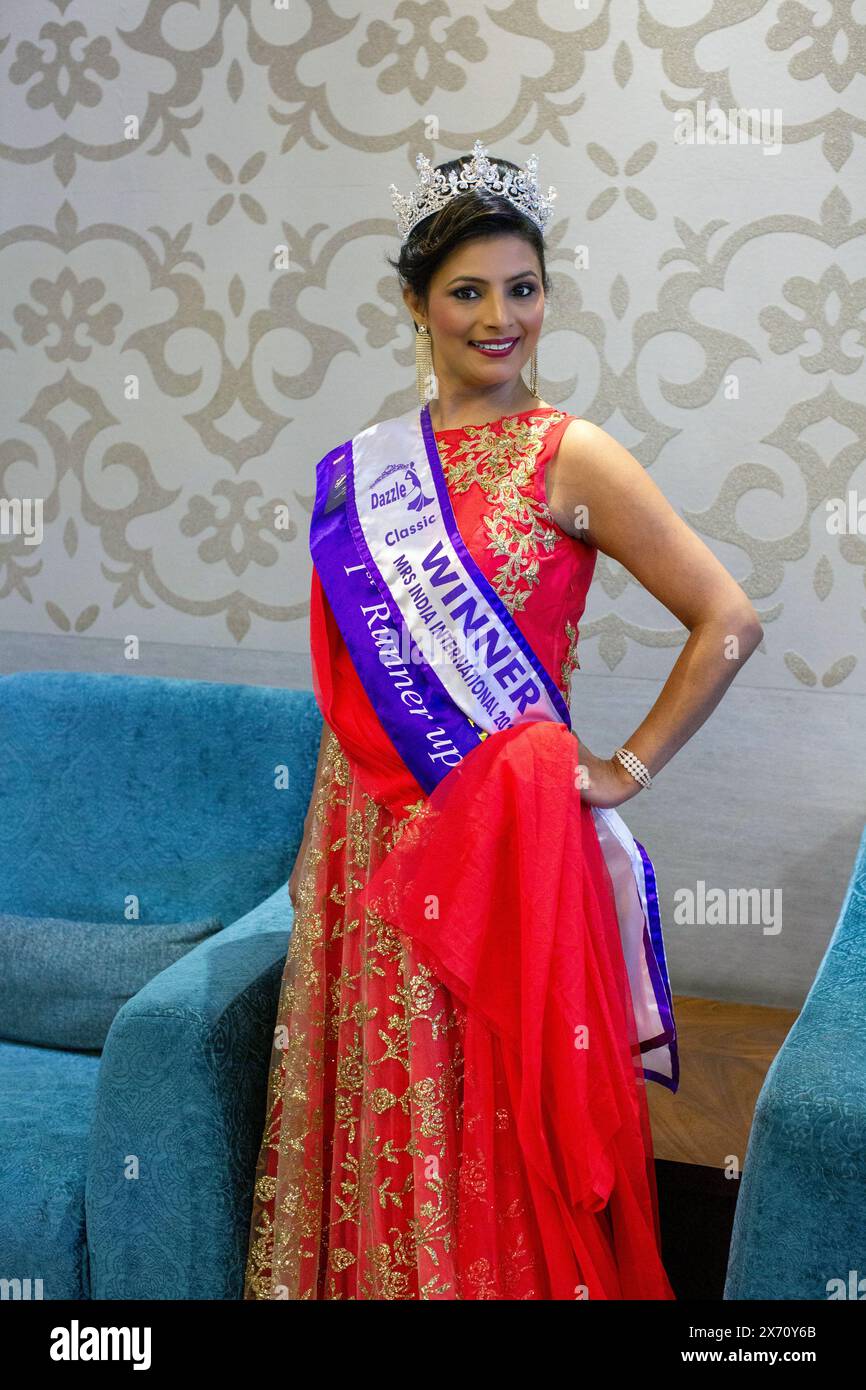 Mme India International Queen est le plus grand concours de beauté pour les dames mariées en Inde. Banque D'Images