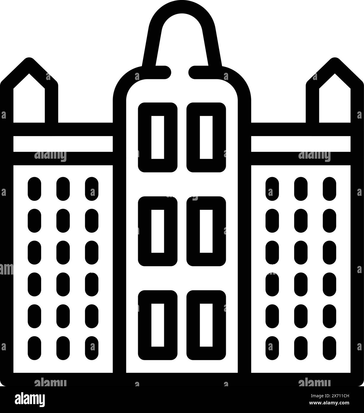 Vecteur de contour d'icône de palais royal de Bruxelles. Attraction nationale célèbre. Patrimoine de pays emblématique Illustration de Vecteur