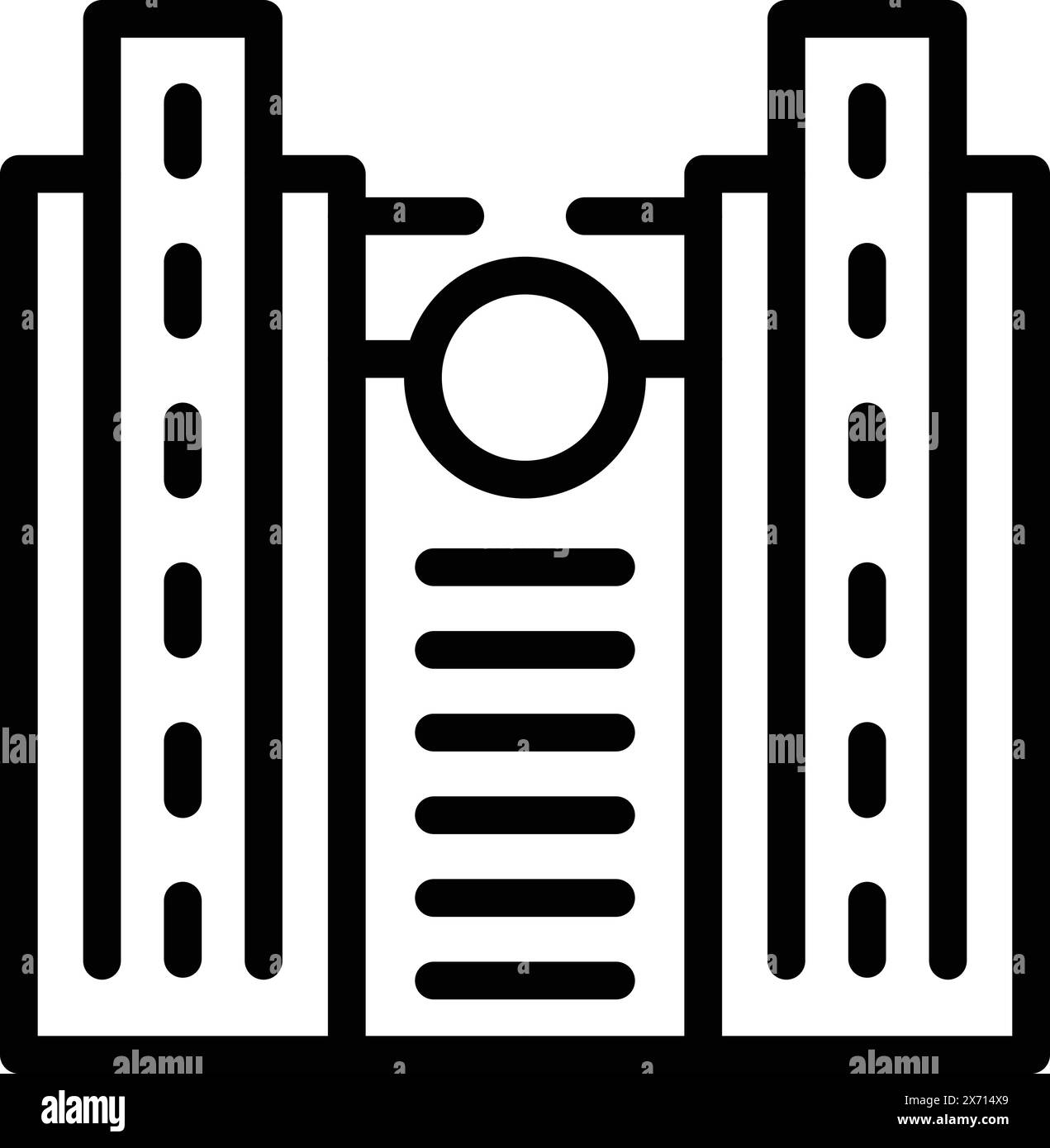 Vecteur de contour d'icône de repère célèbre Islande. Aventure glaciaire sur l'île. Monument historique nordique Illustration de Vecteur