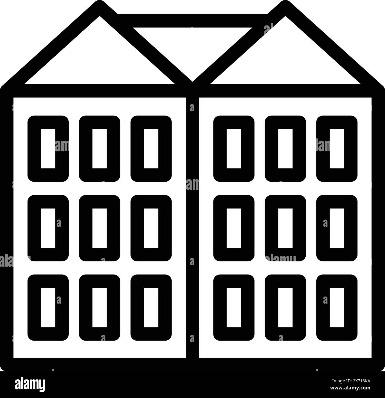 Vecteur de contour d'icône d'architecture célèbre de Reykjavik. Construction historique urbaine. Immeuble urbain Illustration de Vecteur