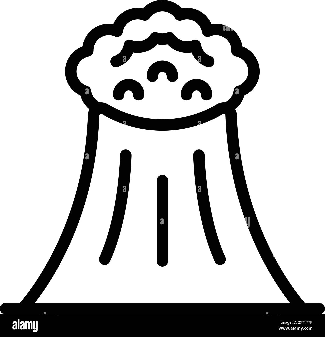 Vecteur de contour d'icône de volcan Islande actif. Explosion volcanique. Éruption de magma chaude Illustration de Vecteur