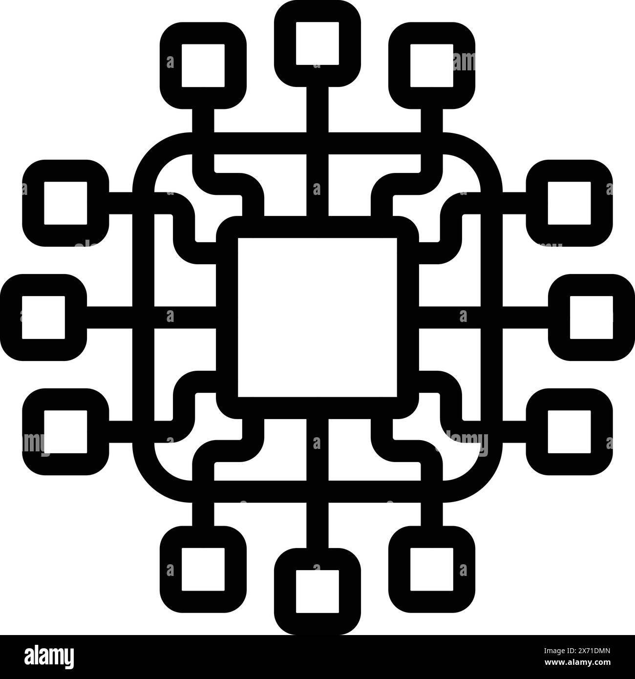 Vecteur de contour d'icône de systèmes de contrôle à domicile. Intelligence artificielle. Technologie de maison automatisée Illustration de Vecteur