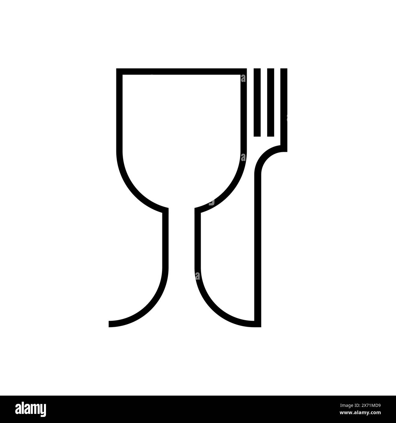 Logo de sécurité alimentaire. Symbole du verre à vin et de la fourchette. Icône vectorielle. Illustration de Vecteur