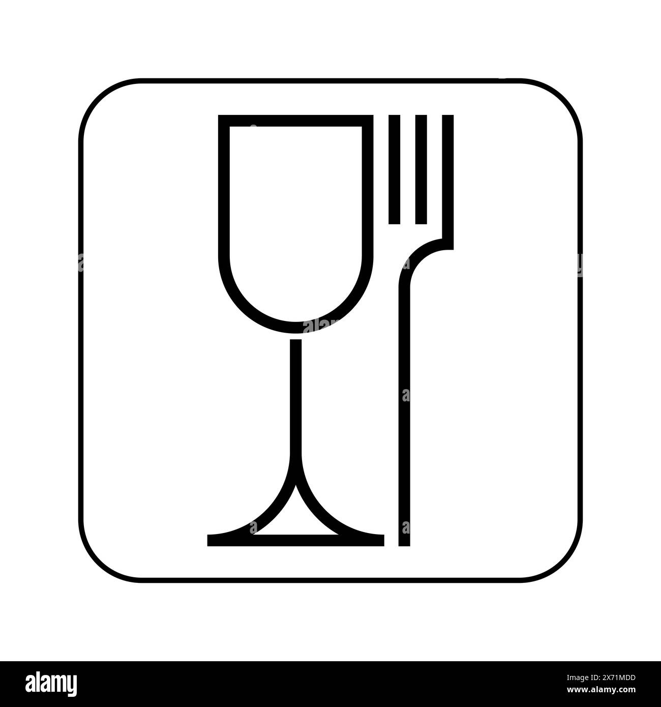 Logo de sécurité alimentaire. Symbole du verre à vin et de la fourchette. Icône vectorielle. Illustration de Vecteur