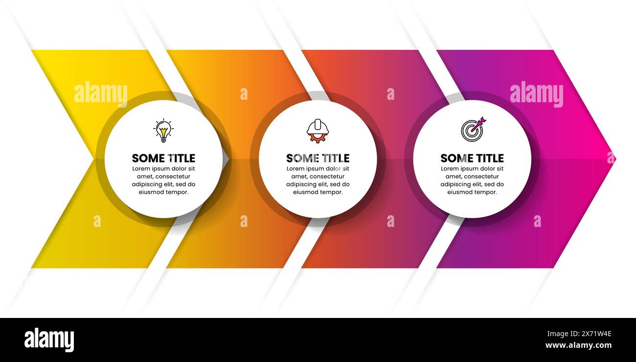 Modèle d'infographie avec icônes et 3 options ou étapes. Cercles. Peut être utilisé pour la mise en page de flux de travail, le diagramme, la bannière, la conception Web. Illustration vectorielle Illustration de Vecteur
