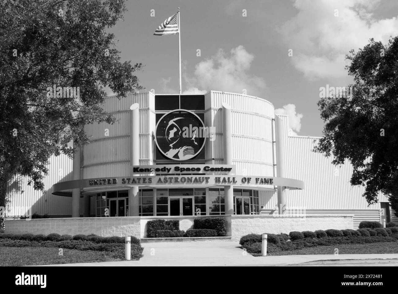 Extérieur du United States Astronaut Hall of Fame au Kennedy Space Center Visitor Complex, Titusville, Floride, États-Unis. Banque D'Images