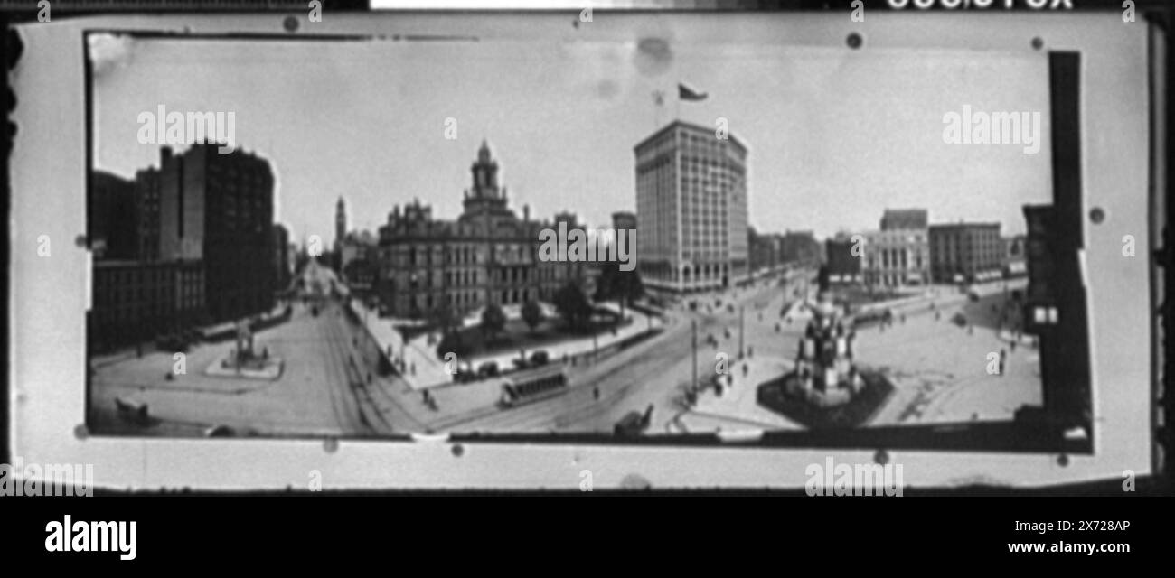 Campus Martius, avec Detroit City Hall and Square, Detroit, Michigan, titre conçu., date basée sur la similarité de l'image avec LC-D428-1x., copie d'une photographie panoramique., No Detroit Publishing Co., Gift ; State Historical Society of Colorado ; 1949, Plazas. , Mairie et mairies. , États-Unis, Michigan, Detroit. Banque D'Images