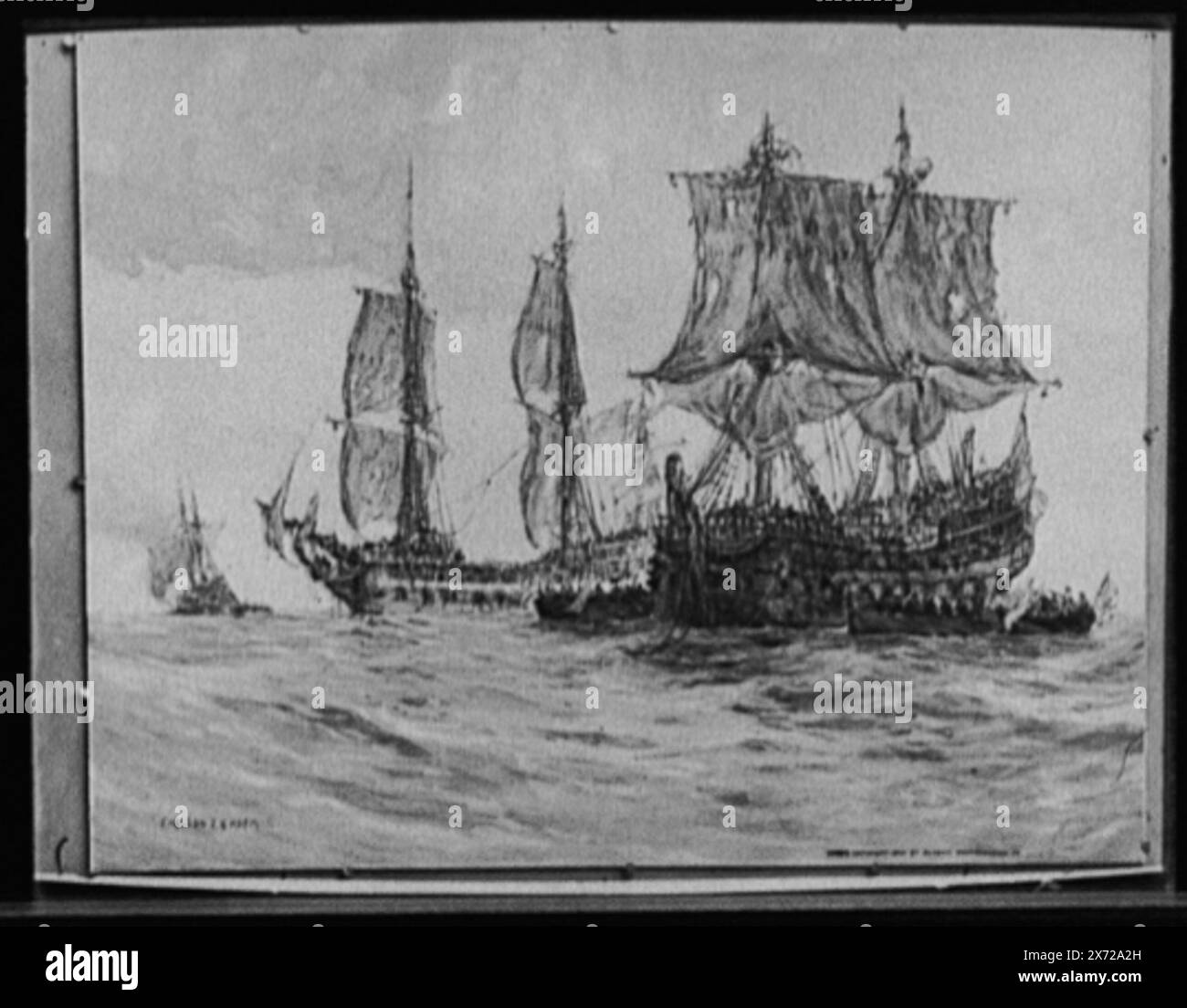 Après la bataille, titre de la veste., photographie d'un tableau signé 'Carlton T. Chapman.', Detroit Publishing Co. No. 9899., Gift ; State Historical Society of Colorado ; 1949, Sailing Ships. , Guerre navale. Banque D'Images