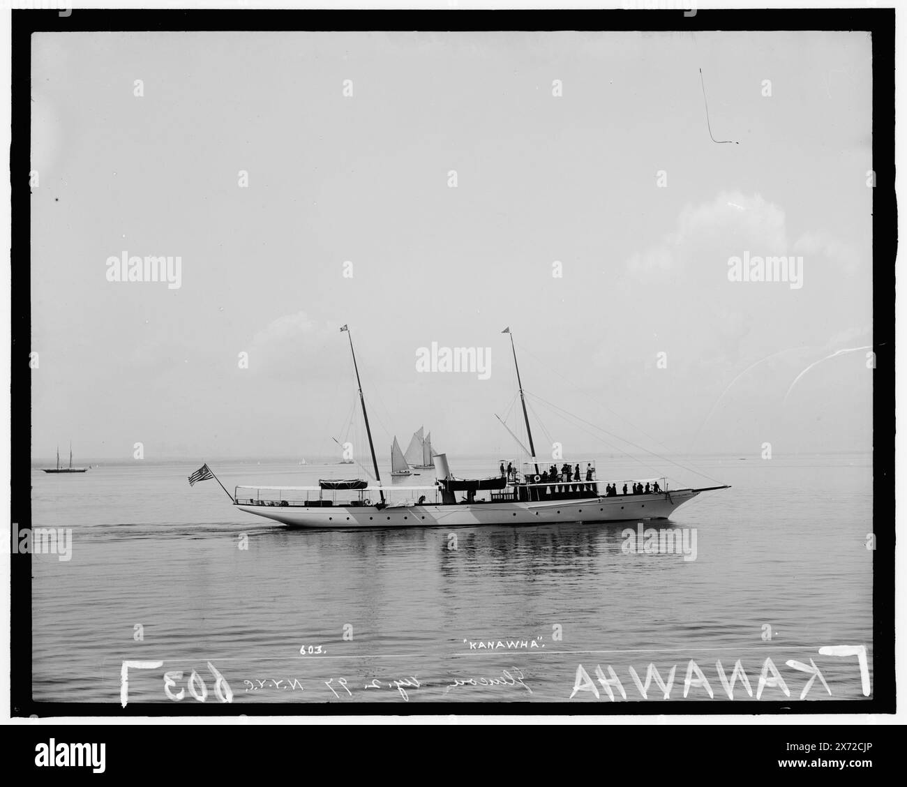 Kanawha, Glencove sic, N.Y.Y.C. New York Yacht Club, attribution basée sur le style du titre et de la numérotation., '603' sur négatif., No Detroit Publishing Co. no., cadeau ; State Historical Society of Colorado ; 1949, Kanawha (yacht à vapeur) , yachts à vapeur. , États-Unis, New York (State), Glen Cove. Banque D'Images