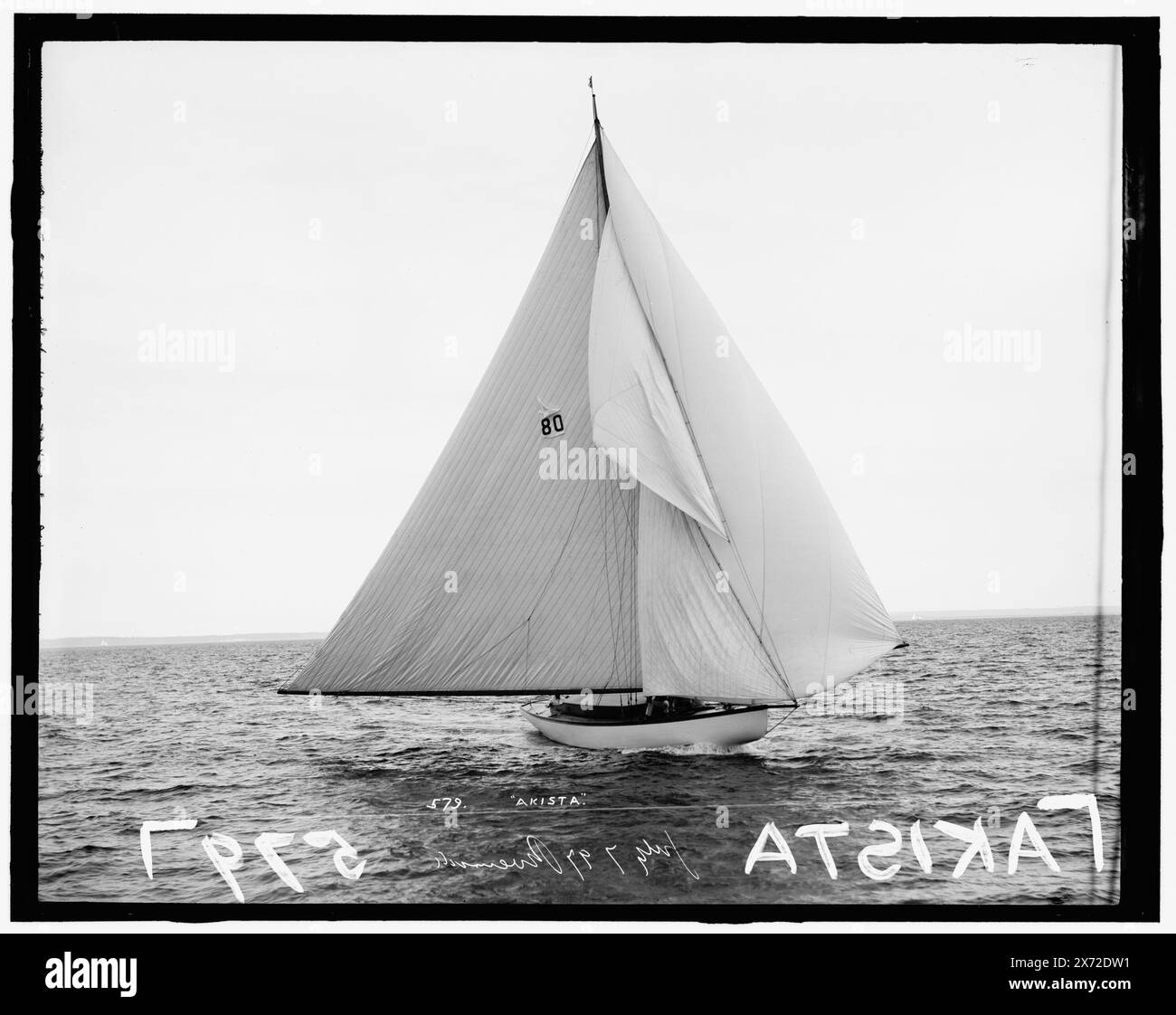 Akista, attribution basée sur le style de titre et de numérotation., '579' et 'Riverside' sur négatif., probablement Riverside Yacht Club., No Detroit Publishing Co. no., cadeau ; State Historical Society of Colorado ; 1949, Akista (Yacht) , Yachts. Banque D'Images