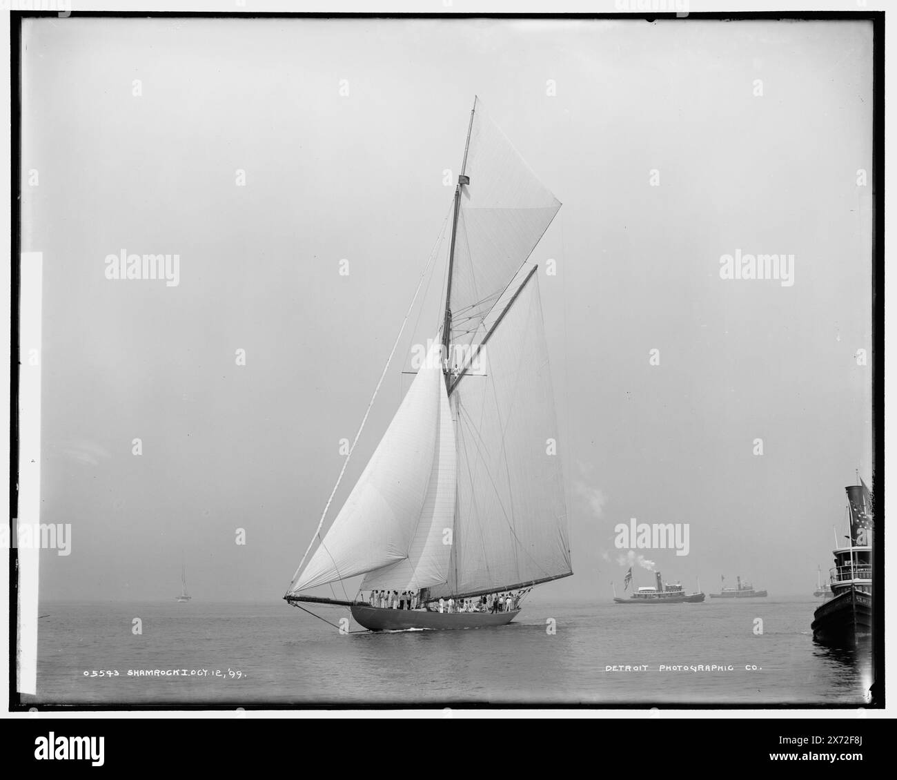 Shamrock I, Oct. 12, '99, Detroit Publishing Co. No. 05543., Gift ; State Historical Society of Colorado ; 1949, Shamrock I (Yacht) , America's Cup races. , Régates. , Yachts. Banque D'Images