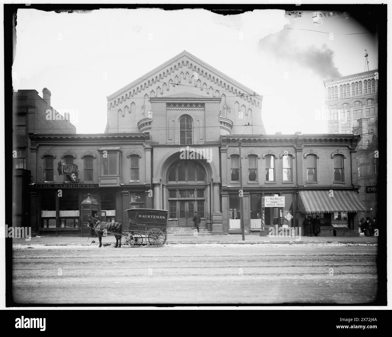 Detroit, Mich., Walker Block, titre tiré de la veste., probablement propriété de Hiram Walker & sons., 'G 698' sur négatif., Detroit Publishing Co. No. 036902., Gift ; State Historical Society of Colorado ; 1949, commercial Facilities. , États-Unis, Michigan, Detroit. Banque D'Images