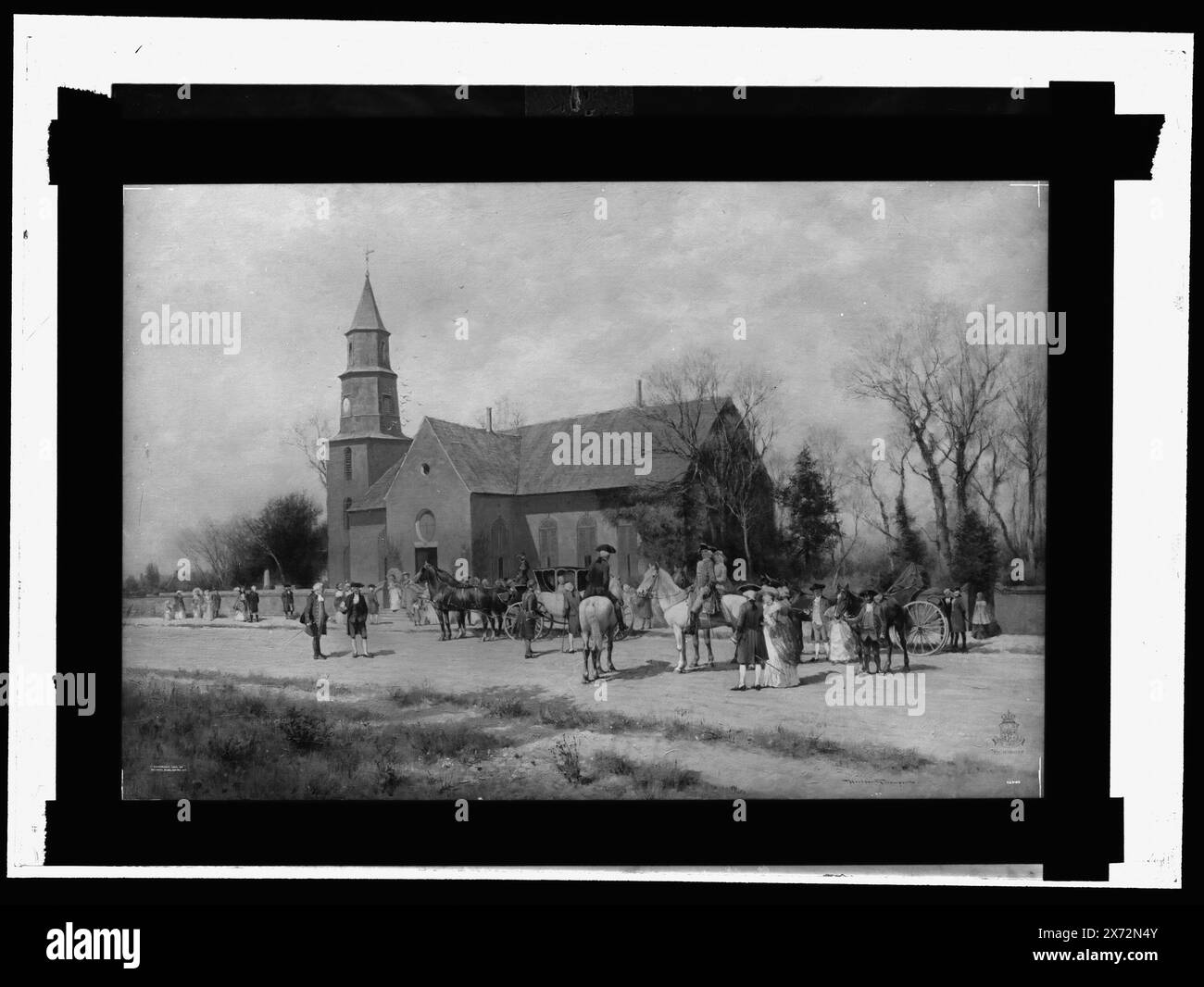 Old Bruton Church à l'époque de Lord Dunmore, photo de peinture signée 'Wordsworth Thompson.', Detroit Publishing Co. No. 029169., Gift ; State Historical Society of Colorado ; 1949, églises anglicanes. , États-Unis, Virginie, Williamsburg. Banque D'Images
