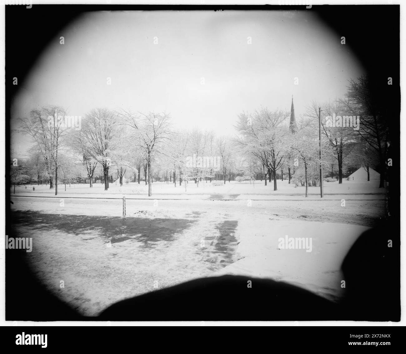 Étude hivernale, Grand Circus Park, titre tiré de la veste., Detroit Publishing Co. No. 042085., Gift ; State Historical Society of Colorado ; 1949, Parks. , Hiver. , États-Unis, Michigan, Detroit. Banque D'Images