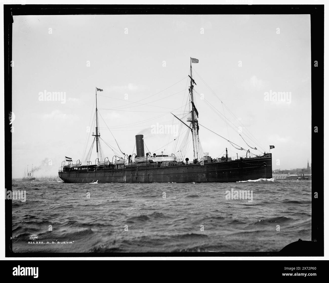 S.S. Suevia, attribution à Johnston basée sur le négatif D4-22369., négatif écaillé, en bas à droite., Detroit Publishing Co. No. 022388., Gift ; State Historical Society of Colorado ; 1949, Hamburg-American Line. , Suevia (bateau à vapeur) , Ocean Liners. Banque D'Images