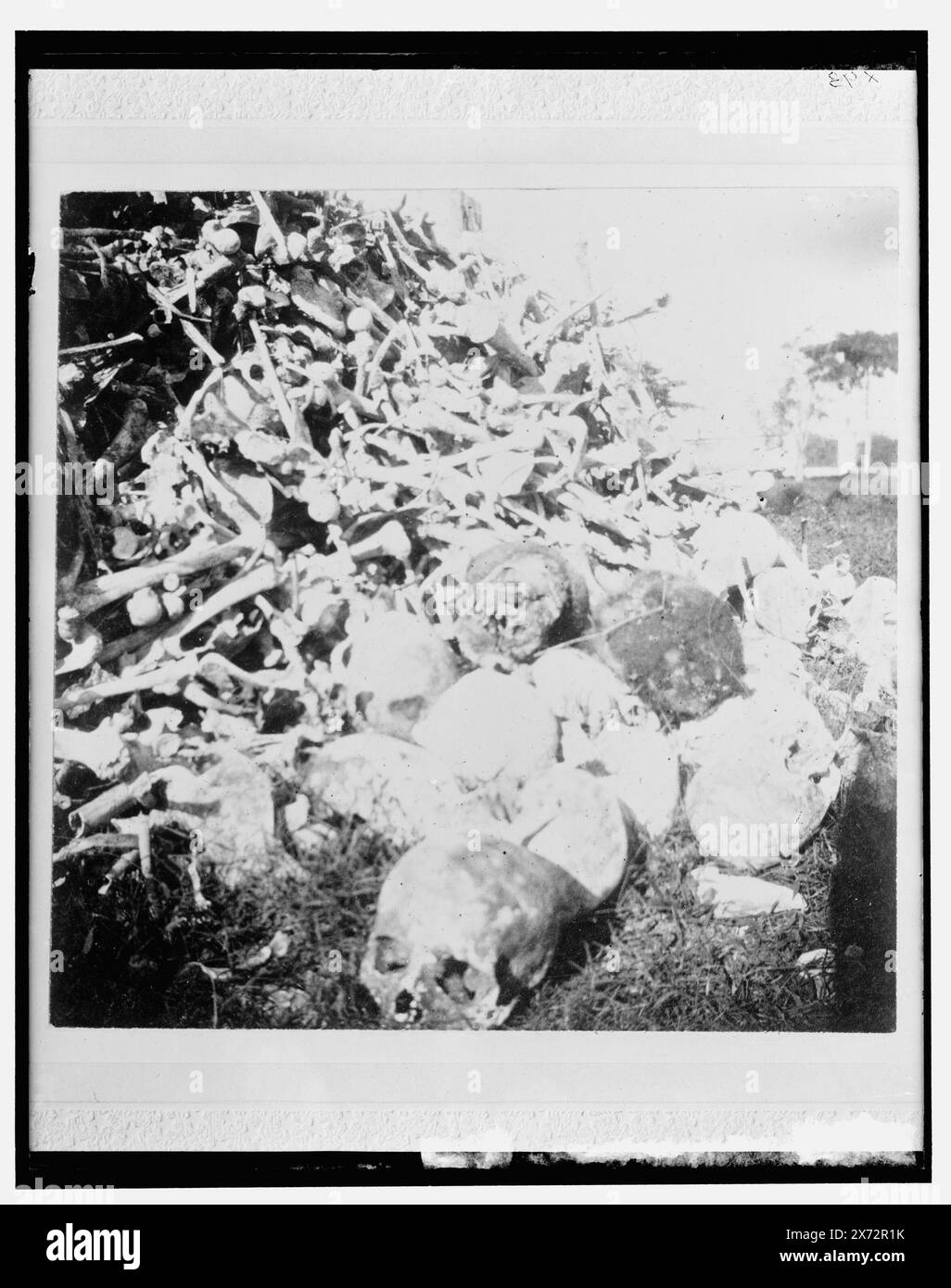 Tas d'os dans le cimetière, Necropolis Cristobal Colon, la Havane, titre de la veste., 'X 93' sur négatif., Detroit Publishing Co. No. 32436., Gift ; State Historical Society of Colorado ; 1949, cimetières. , Bones. , Cuba, la Havane. Banque D'Images