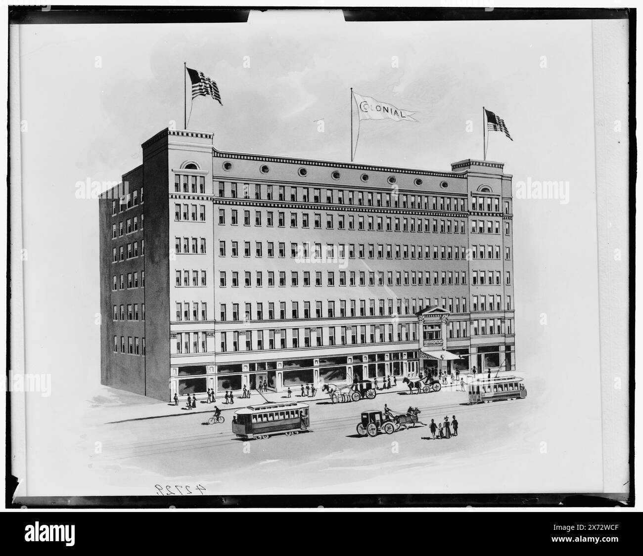 Cleveland, Ohio, Colonial Hotel, titre tiré de la veste., photographie d'un rendu architectural., Detroit Publishing Co. No. 042729., Gift ; State Historical Society of Colorado ; 1949, Hôtels. , États-Unis, Ohio, Cleveland. Banque D'Images