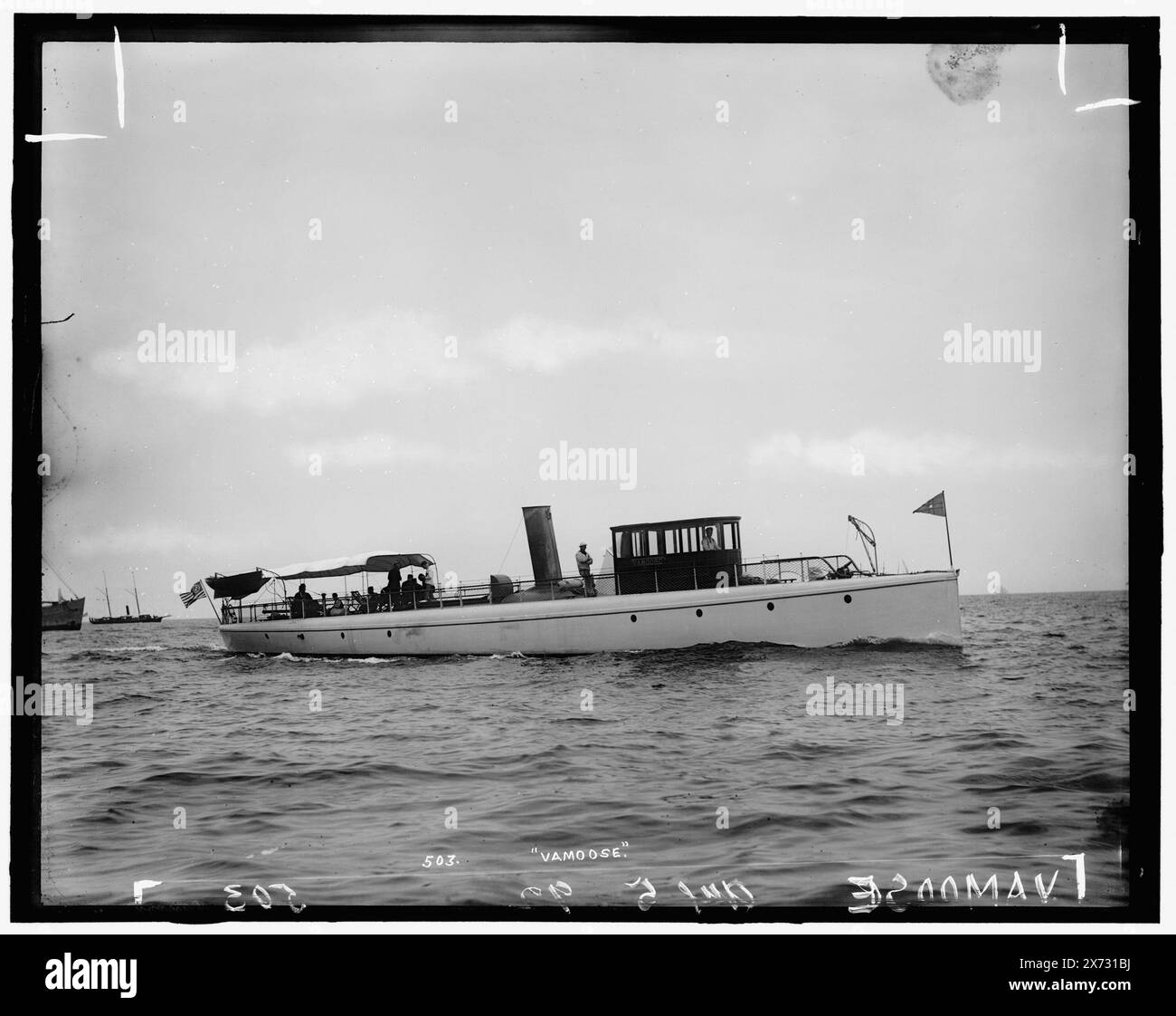 Vamoose, attribution basée sur le style du titre et de la numérotation., '503' sur négatif., No Detroit Publishing Co. no., cadeau ; State Historical Society of Colorado ; 1949, Vamoose (yacht à vapeur), yachts à vapeur. Banque D'Images