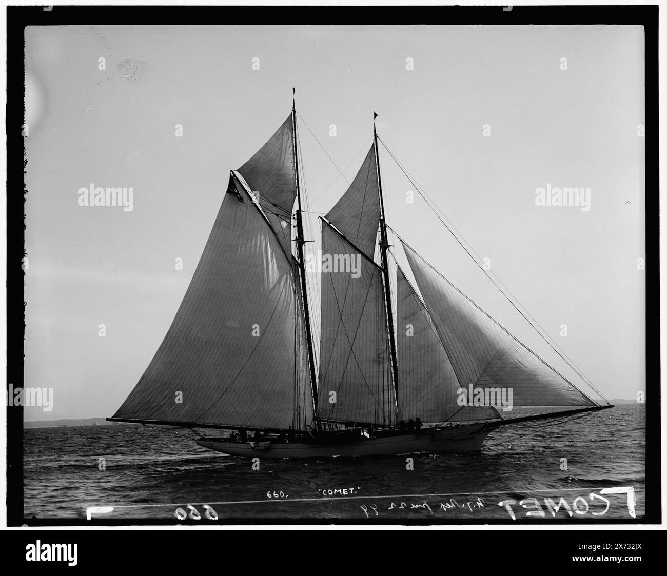 Comet, attribution basée sur le style du titre et de la numérotation., 'N.Y. Reg[atta], 22 juin, '99' et '660' sur négatif., No Detroit Publishing Co. no., cadeau ; State Historical Society of Colorado ; 1949, Comet (Yacht) , Yachts. , Régates. Banque D'Images