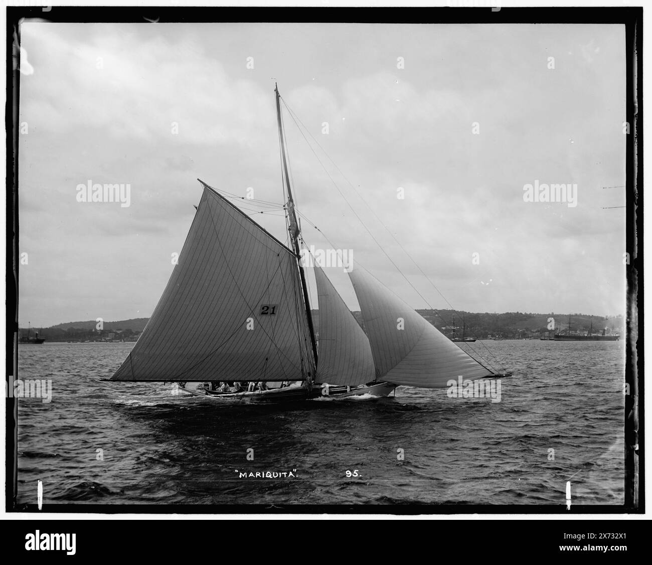 Mariquita, attribution basée sur le style du titre et de la numérotation., peut-être New York Yacht Club., '95' sur négatif., No Detroit Publishing Co. no., cadeau ; State Historical Society of Colorado ; 1949, Mariquita (Yacht) , Yachts. Banque D'Images