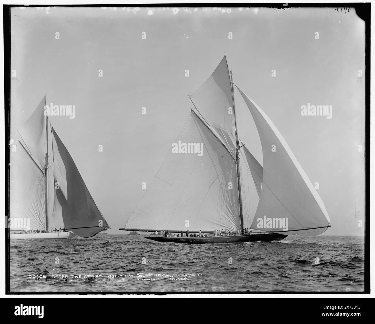 Après le début, Detroit Publishing Co. No. 05406., cadeau ; State Historical Society of Colorado ; 1949, vigilant (Yacht) , Valkyrie II (Yacht) , America's Cup races. , Yachts. , Régates. Banque D'Images