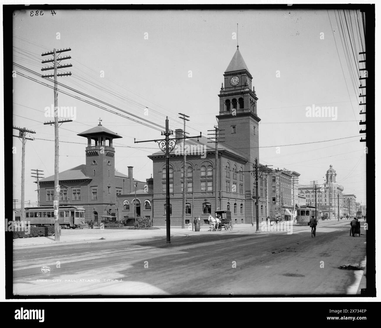 Hôtel de ville, Atlantic City, N.J., 'H 383' sur négatif., Detroit Publishing Co. No. 070276., Gift ; State Historical Society of Colorado ; 1949, City & Town Halls. , Rues. , États-Unis, New Jersey, Atlantic City. Banque D'Images