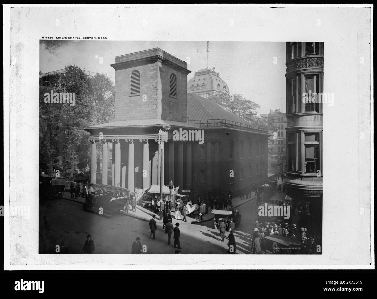 King's Chapel, Boston, Mass., 'Saunderson' sur étiquette., Detroit Publishing Co. No. 071420., Gift ; State Historical Society of Colorado ; 1949, Churches. , États-Unis, Massachusetts, Boston. Banque D'Images