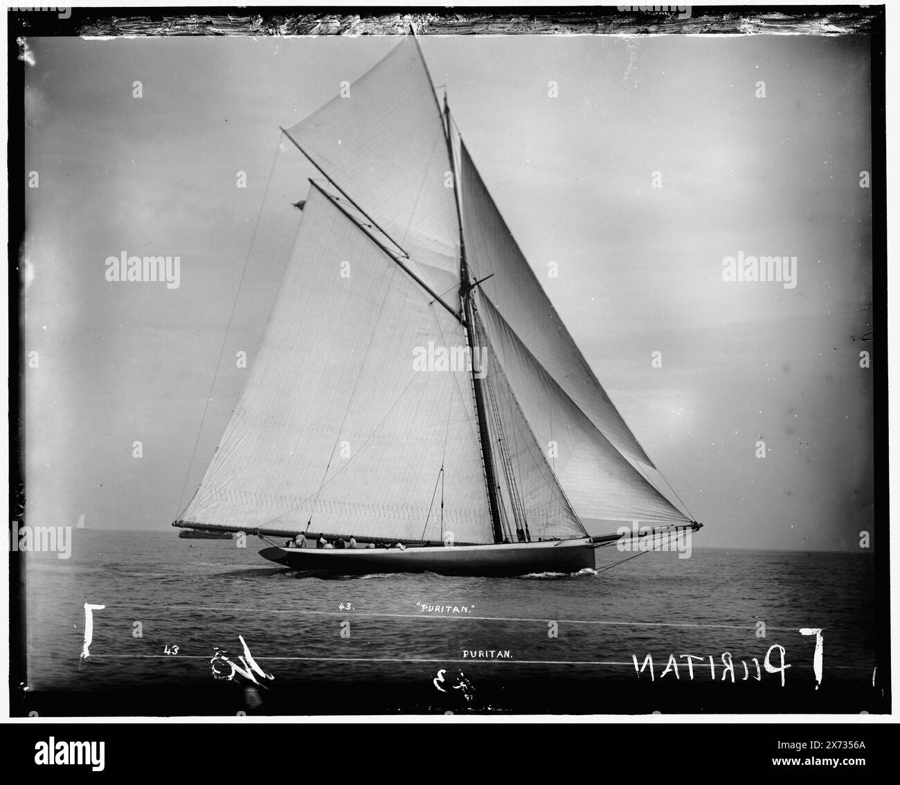 Puritan, attribution basée sur le style du titre et de la numérotation., '43' sur négatif., No Detroit Publishing Co. no., cadeau ; State Historical Society of Colorado ; 1949, Puritan (Yacht) , Yachts. Banque D'Images