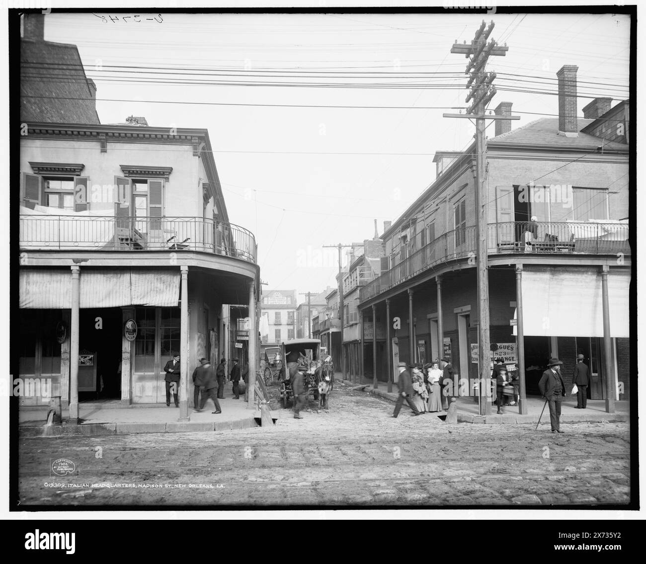 Siège italien, Madison réunis, Nouvelle-Orléans, La., 'G 3748' sur négatif., Detroit Publishing Co. no. 019309., Gift ; State Historical Society of Colorado ; 1949, Streets. , Installations commerciales. , Quartiers ethniques. , Italiens-Américains. , États-Unis, Louisiane, Nouvelle-Orléans. Banque D'Images